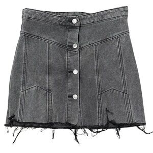 🖤 PrettyLittleThing Petite Black Denim Button-Front Mini Skirt